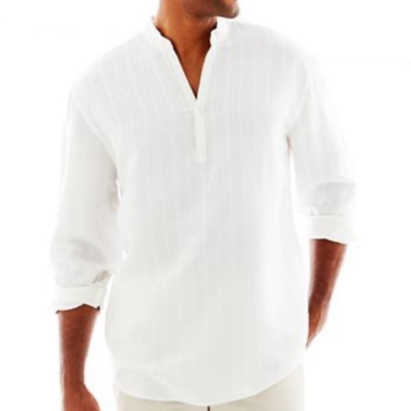 Havanera Popover Band Collar Long Sleeve Shirt Black Size Medium NEW WITH TAGS - Picture 7 of 7